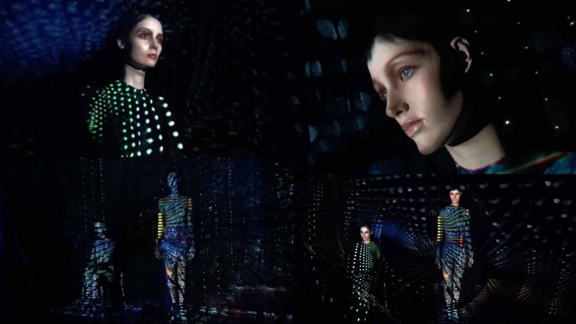 Game Over work-in-progress, projected human and AI figures